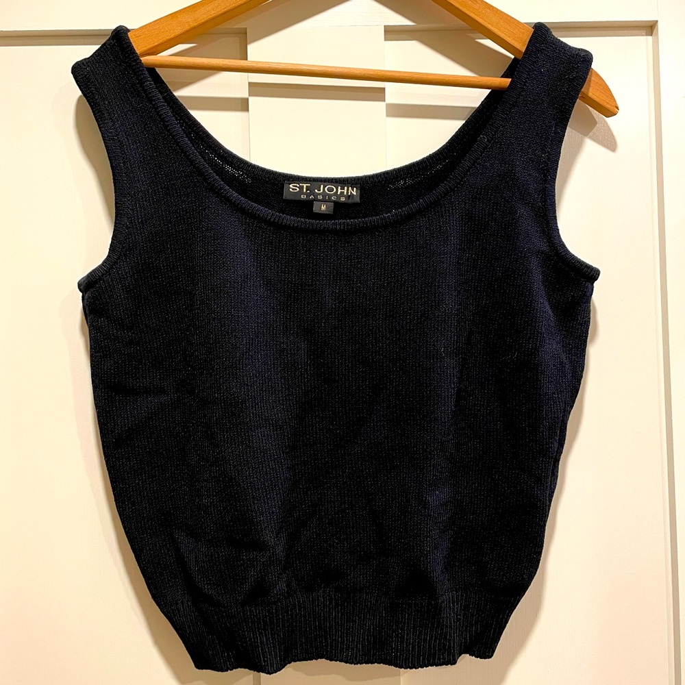 St. John knit black sleeveless top
